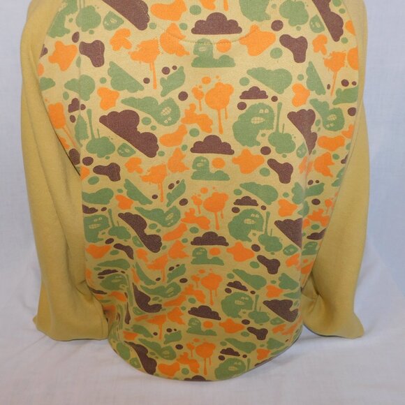 IMPERIOUS Mens XL Green Orange Brown Cartoon Blob Camo Sweatshirt jacket - Picture 11 of 11